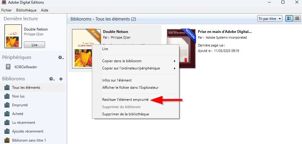 Image décrivant la manière de restituer un document